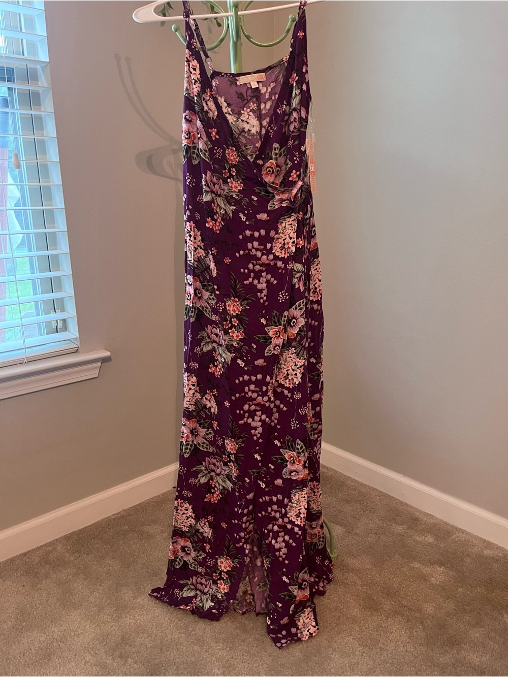 Gianni Bini Purple Floral V-Neck Maxi